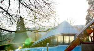 herfst bij Thermae, buitenbad met boom